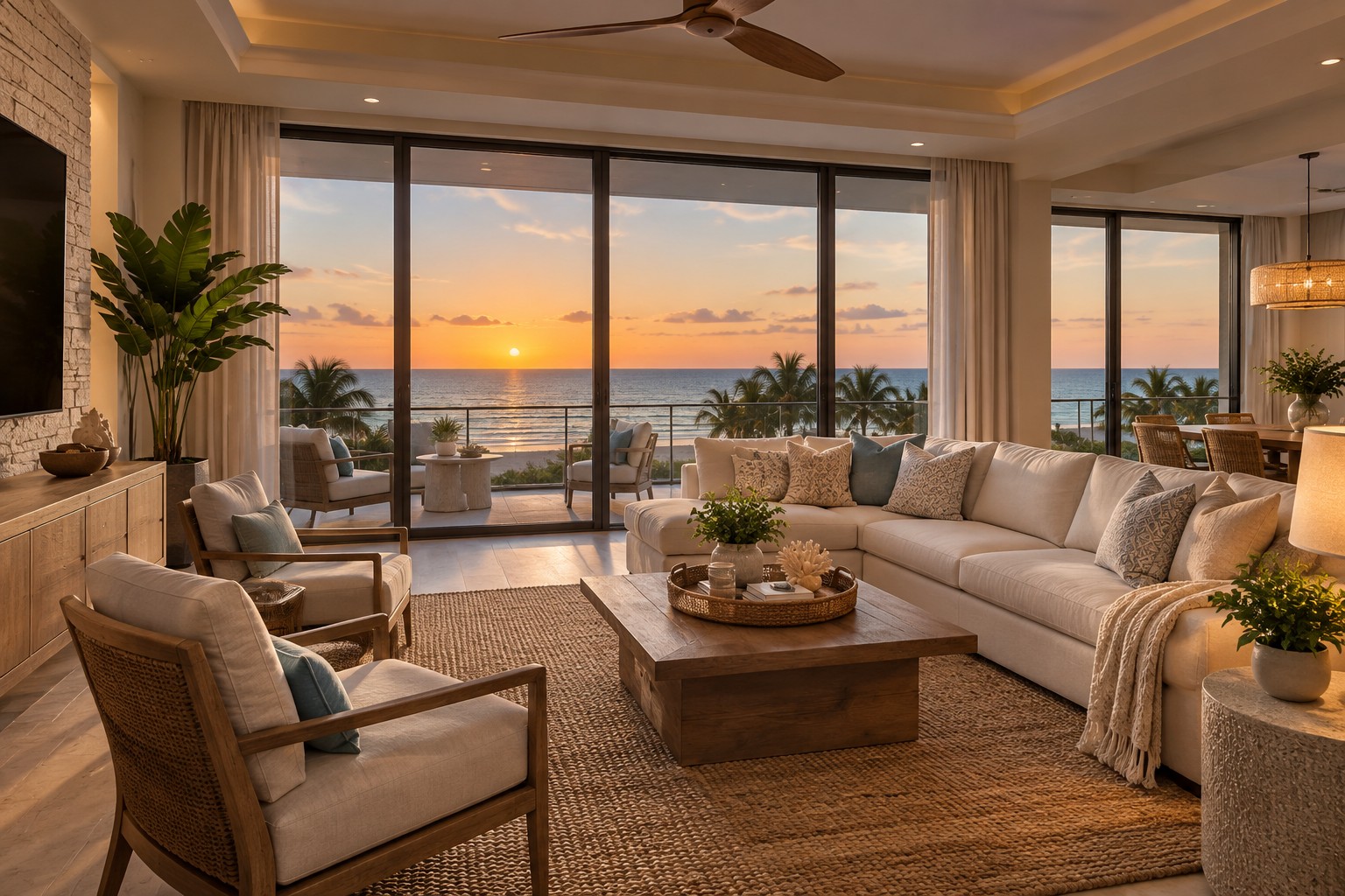 A cozy Tampa Bay living room, illustrative